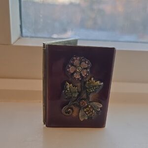 Jay Strongwater Purple Floral With Bee Bifold Miniature Frame